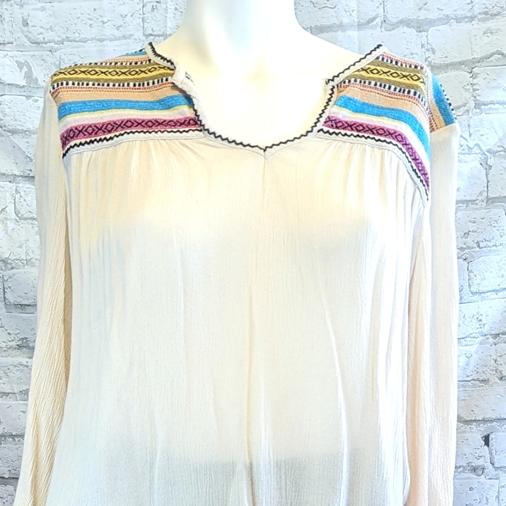 JohnPaulRichard Red and Cream Embellished Long Sleeve Blouse